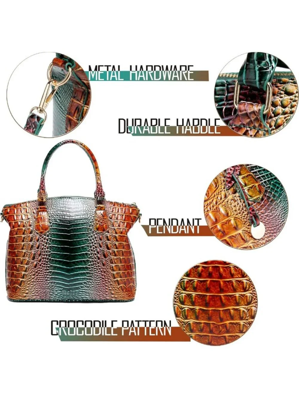 Stylish Crocodile Print Handbag for Women, Versatile Satchel Purse with Shoulder
